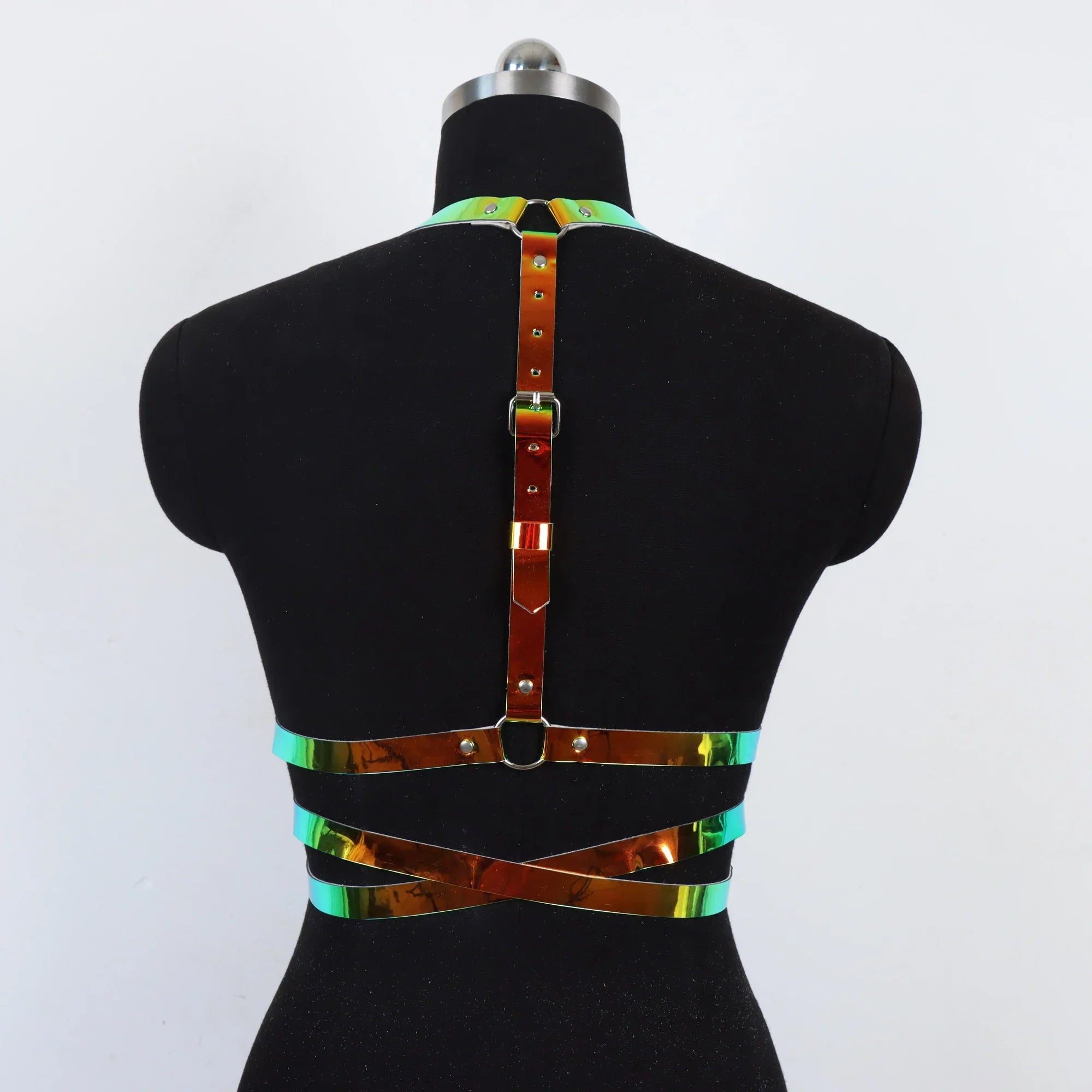 Faux Leather Harness Belt Chain