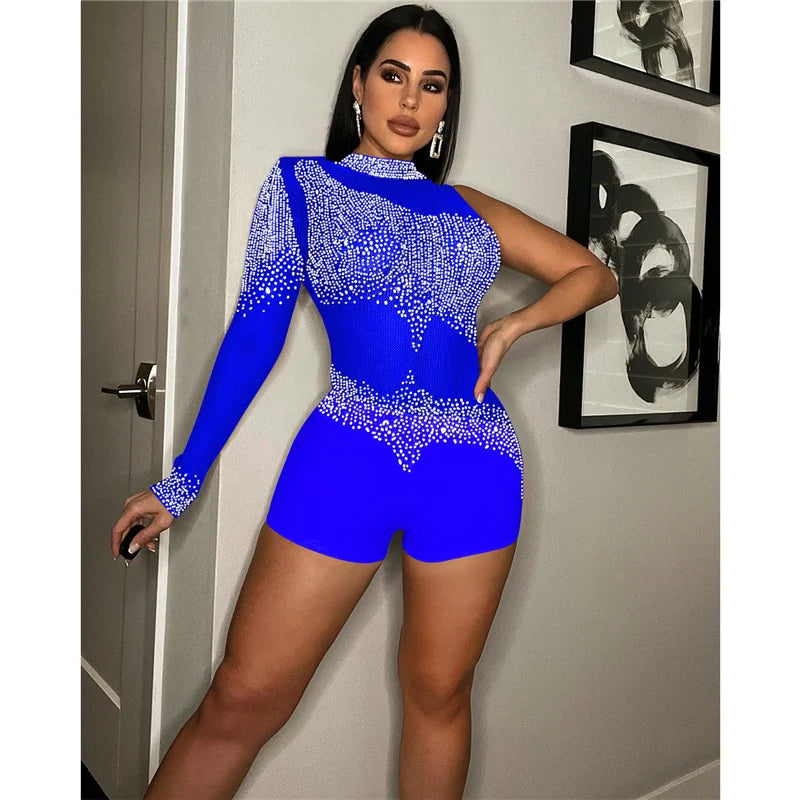 Sparkly Rhinestones Mesh Romper