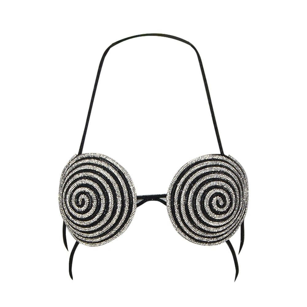 Rhinestone Halter Costume Bra Top