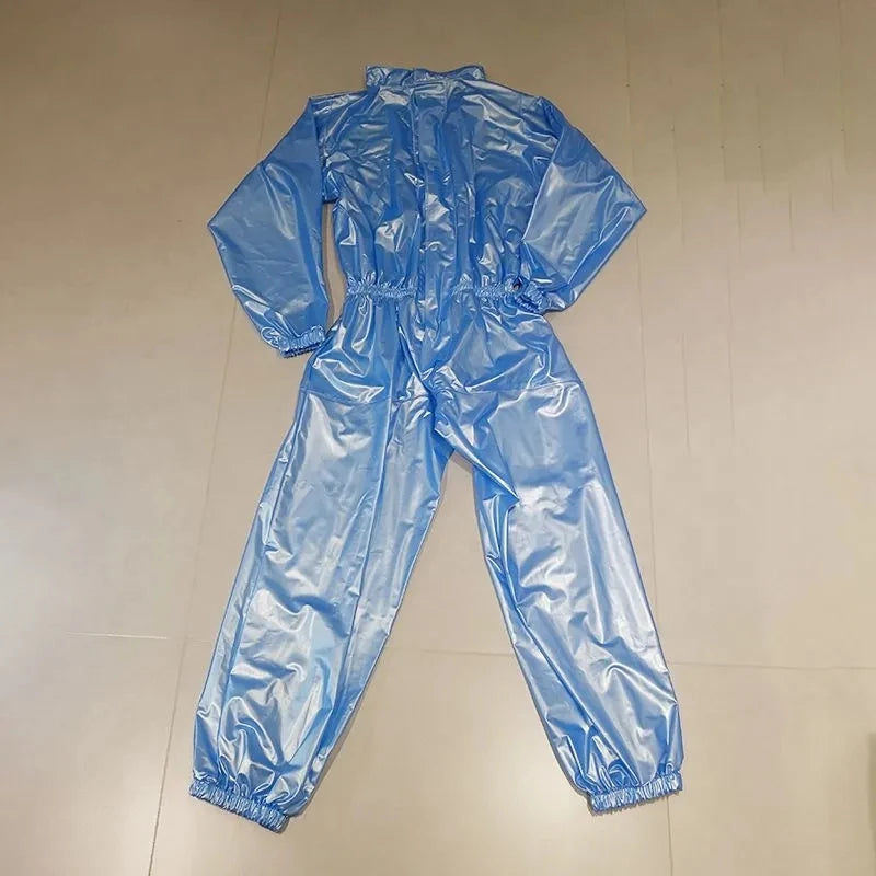 Handmade Clear PVC Hooded Jumpsuit & Waterproof Stage Clubwear Costume