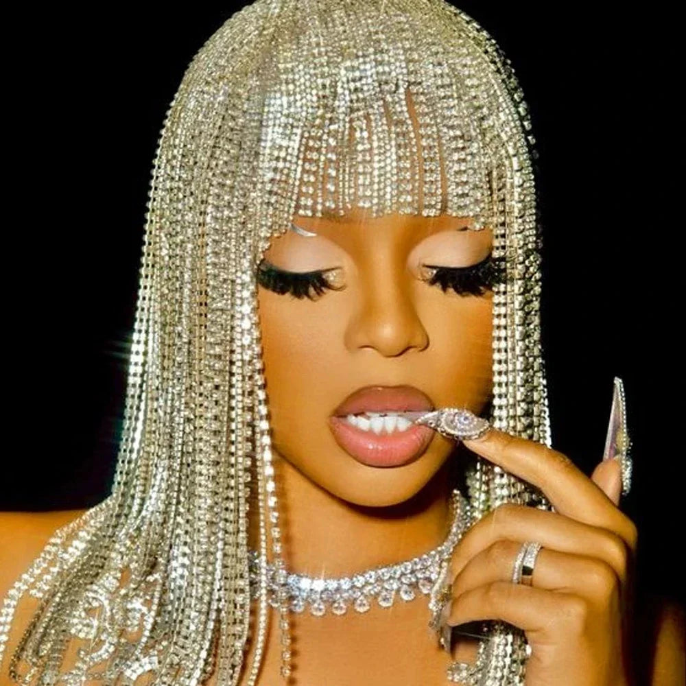 Gorgeous Long Tassel Rhinestone Hair Chain