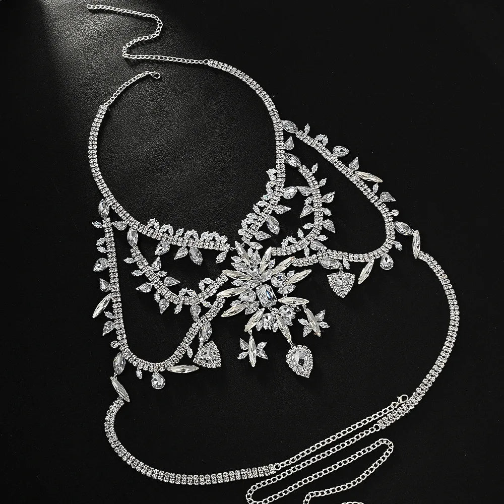 Rhinestone Costume Chest Chain