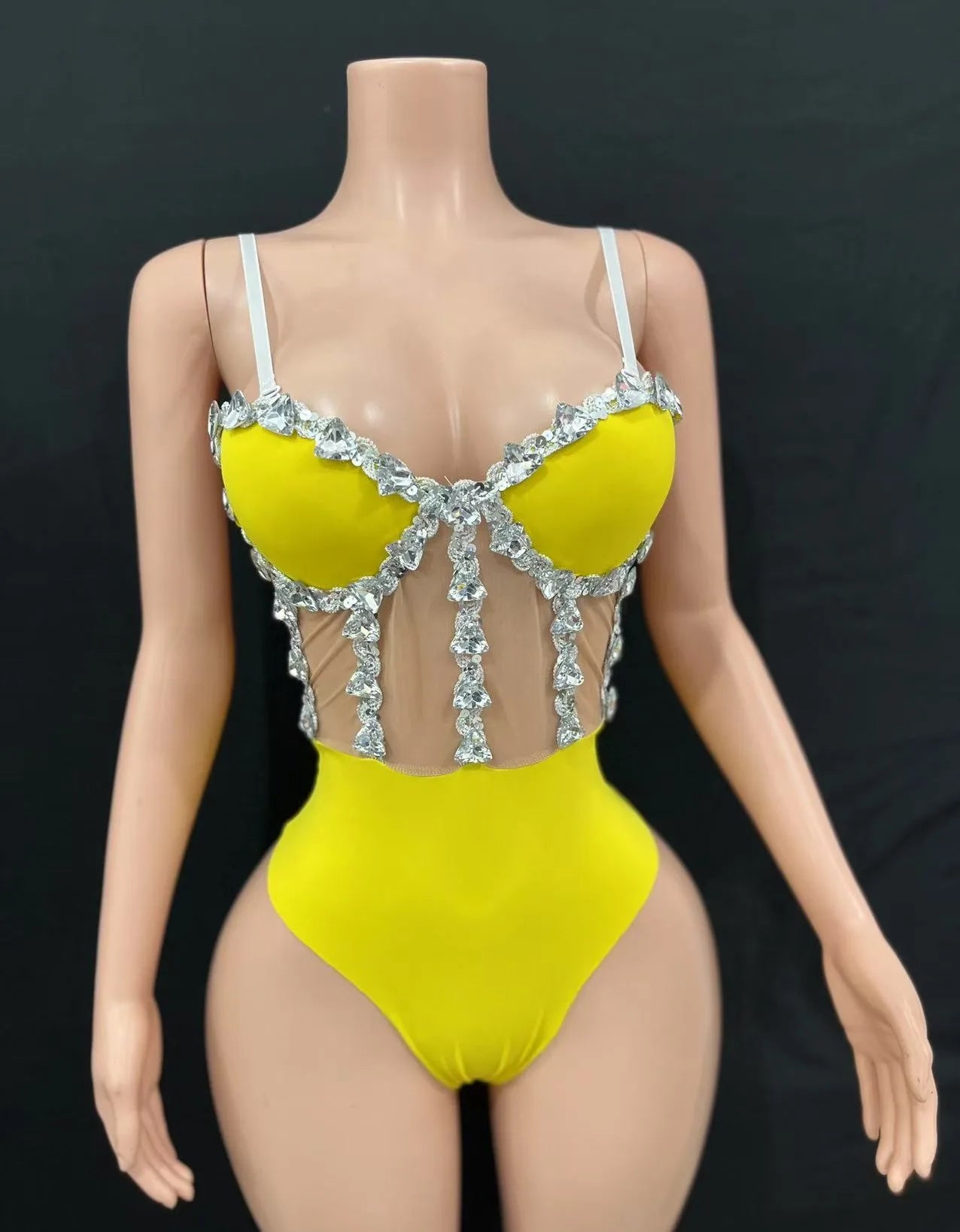 Multi-Colored Triangle Halter Bodysuit & Stage Performance Dancewear