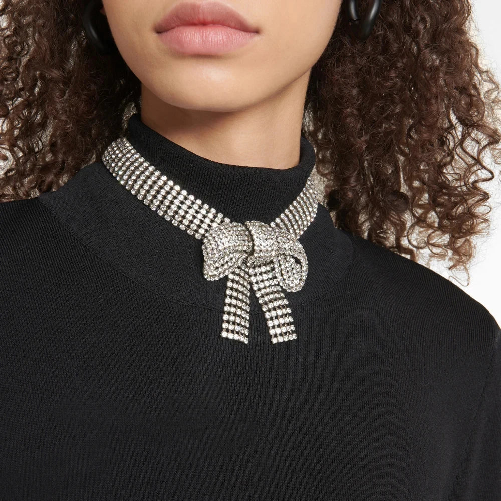 Oversized Bow Rhinestone Choker