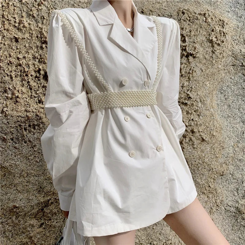 White Pearl-Look Costume Shoulder Shawl