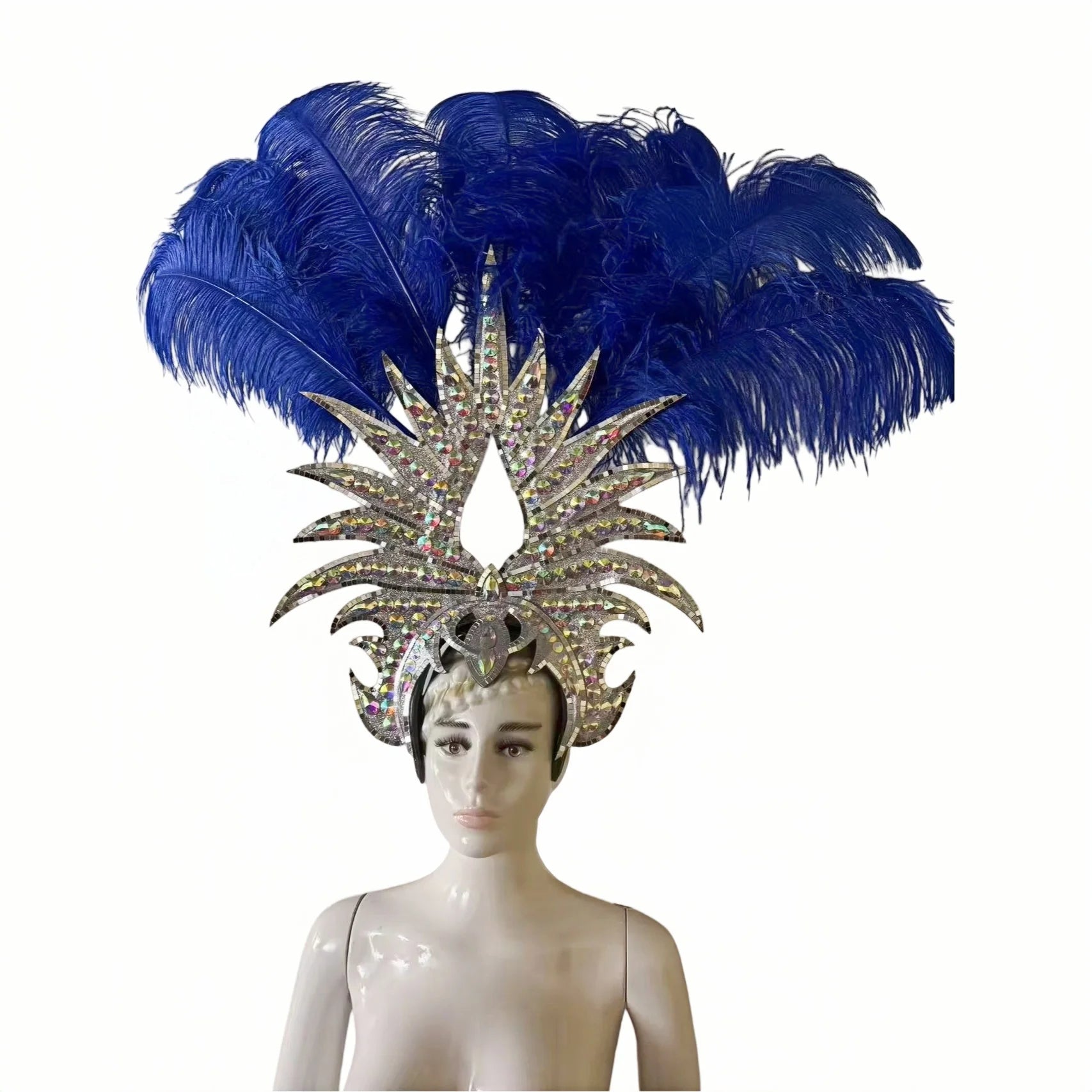 The Stardust Majestic Feather Crown – Carnival & Cabaret Stage Headdress