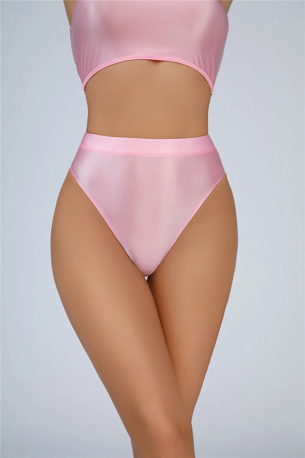 Sexy Women Shiny High Waist G-string Sheer Yoga Shaper Sexy Brief Candy Color Elastic T-Back Oil Glossy Thong UnderWear Dance