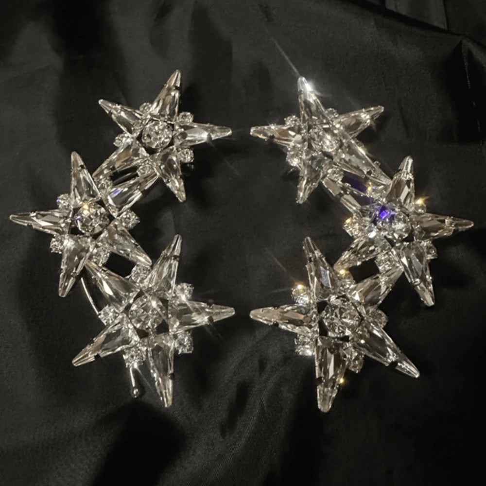 Five-Point Star Rhinestone Clip-On Earrings | No Piercing