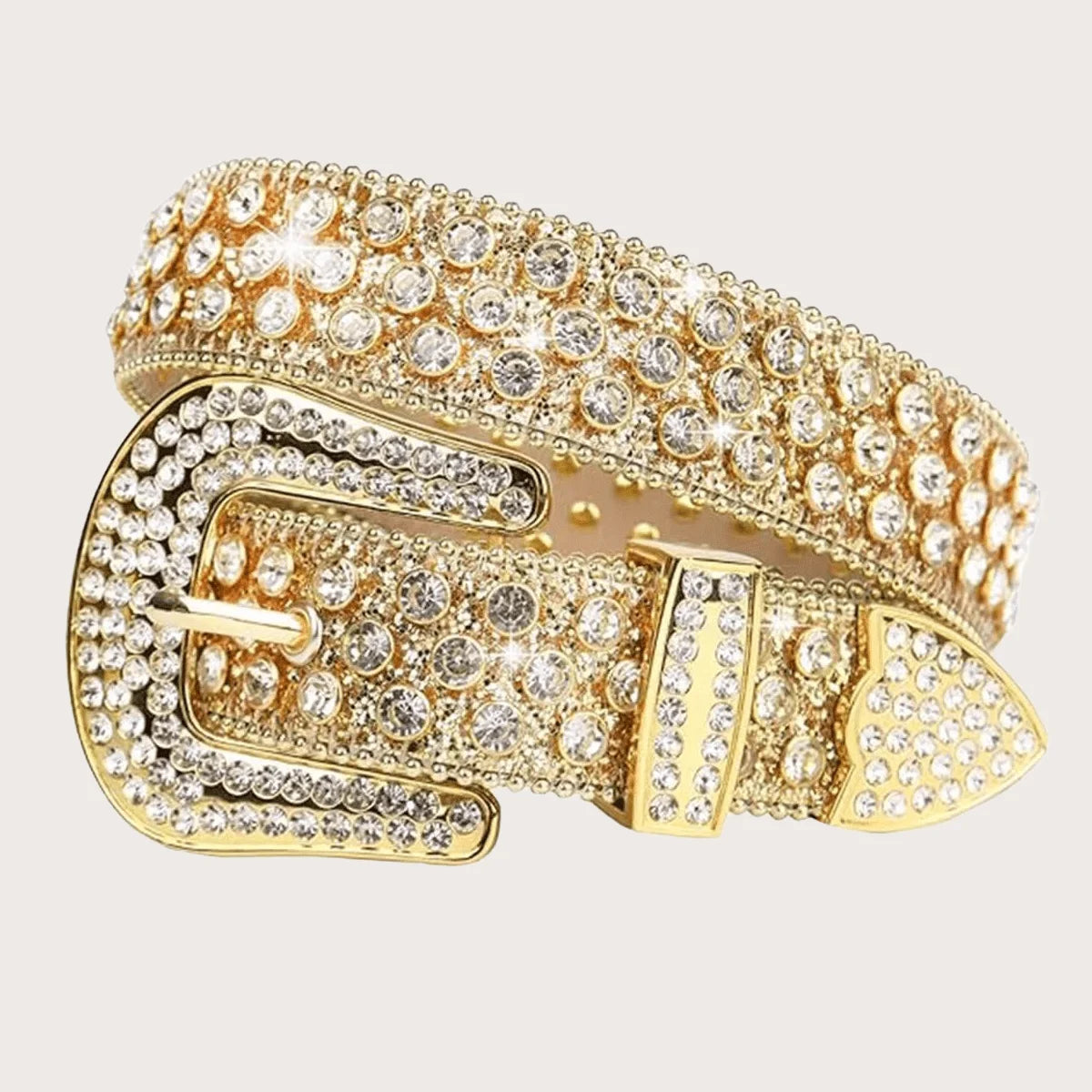 Rhinestone Embellished Animal Print PU Leather Belt
