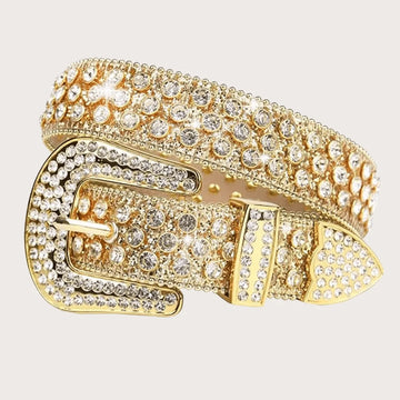 Rhinestone Embellished Animal Print PU Leather Belt
