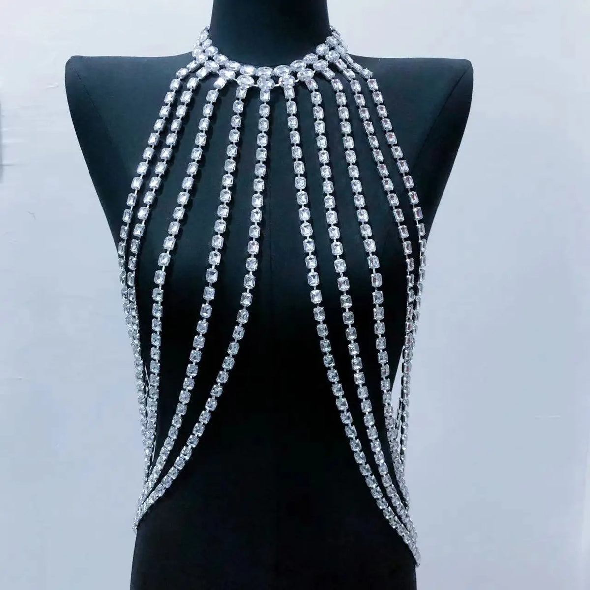 Rhinestone Costume Bra Body Chain