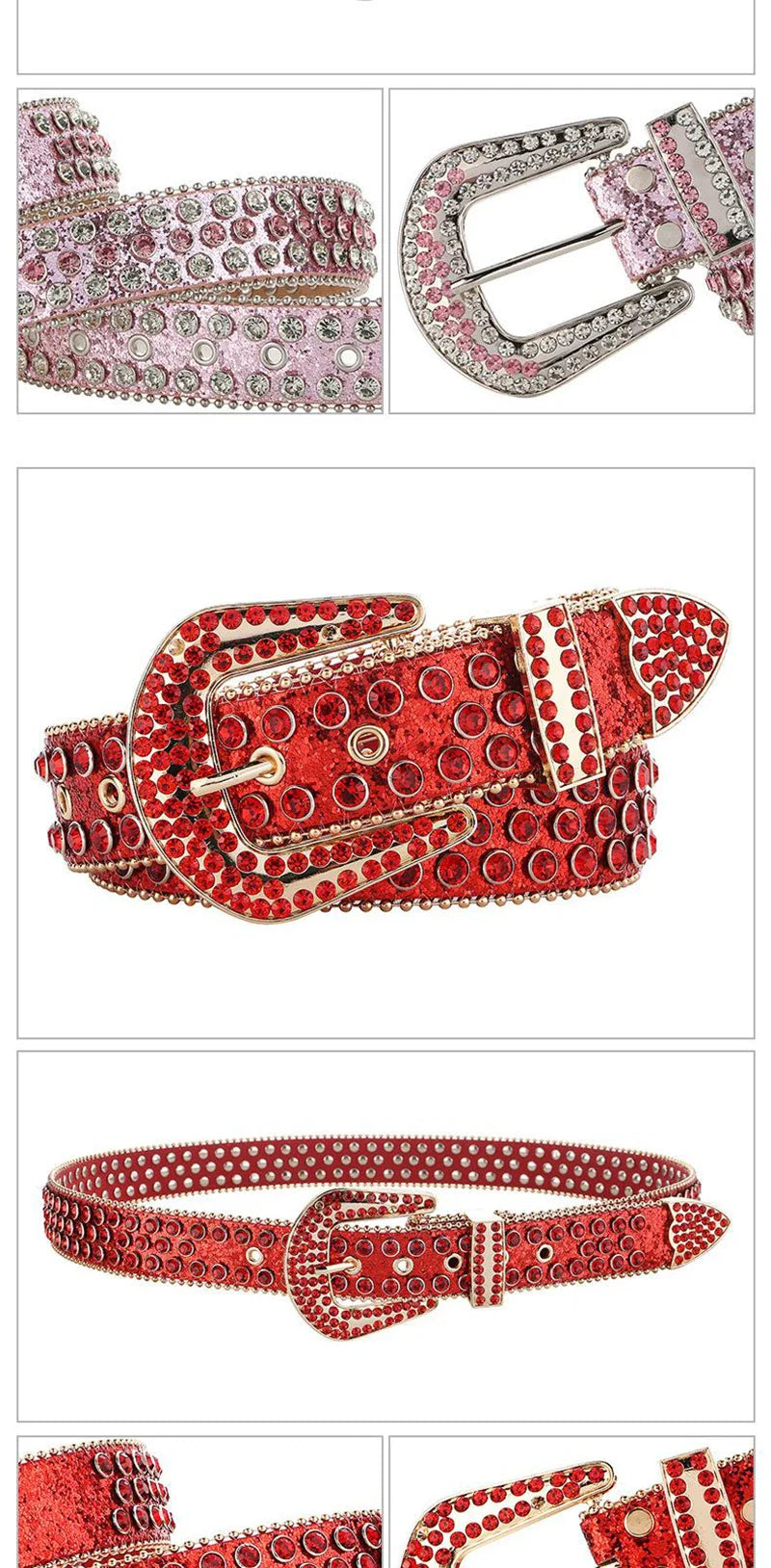 Gem Studded Western Style Fashion Buckle Belt
