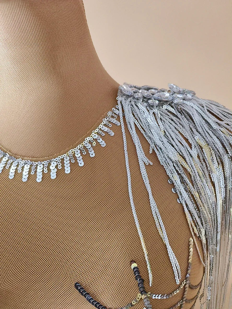 Sequin Tassel Showgirl Performance Bodysuit