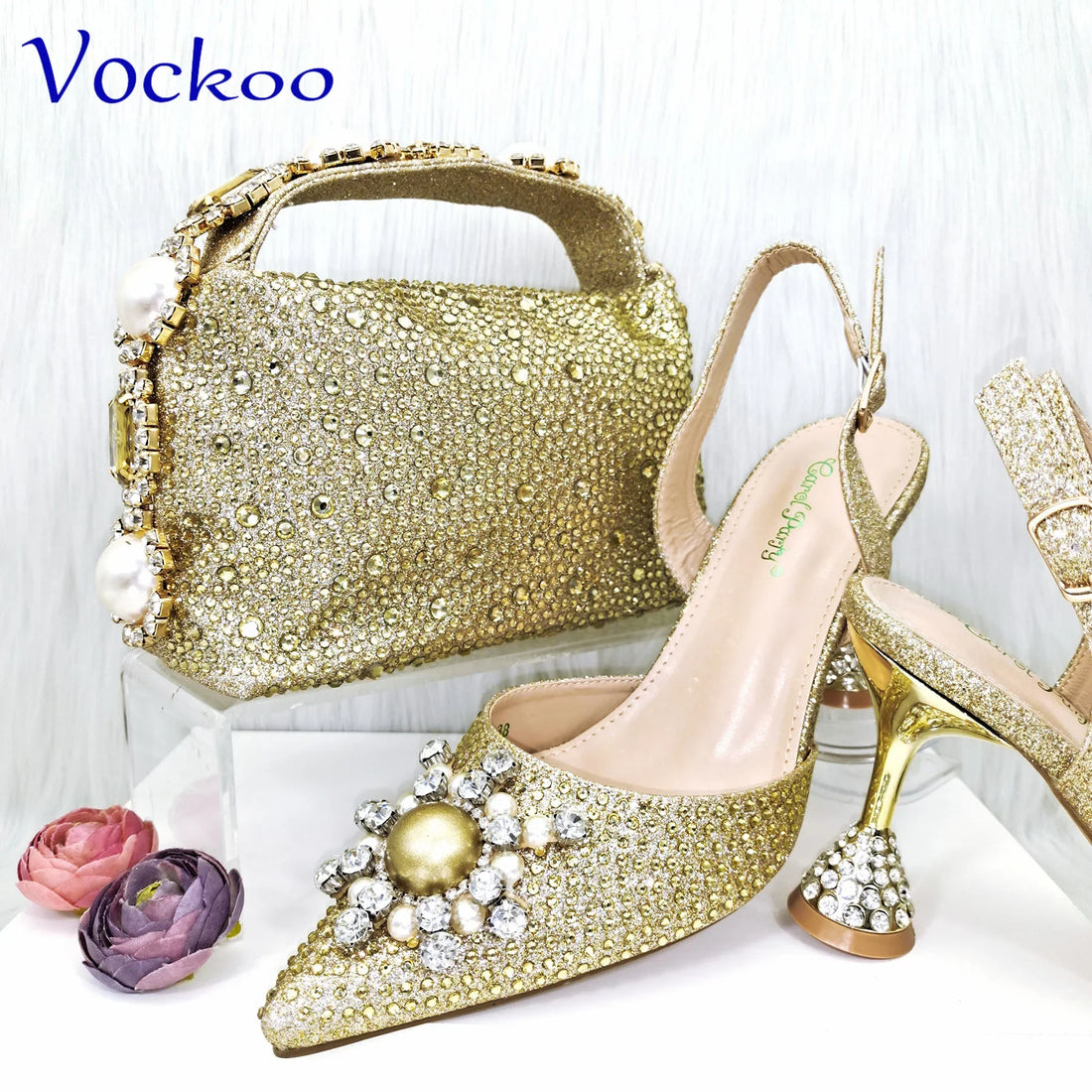 Crystal Shoes and Bag Set