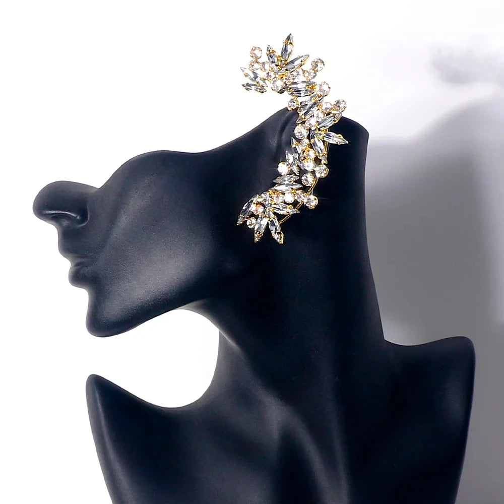 Geometric Tassel Ear Cuffs - No Piercing Clip-On Crystal Earrings for Women, Bridal & Party Jewelry