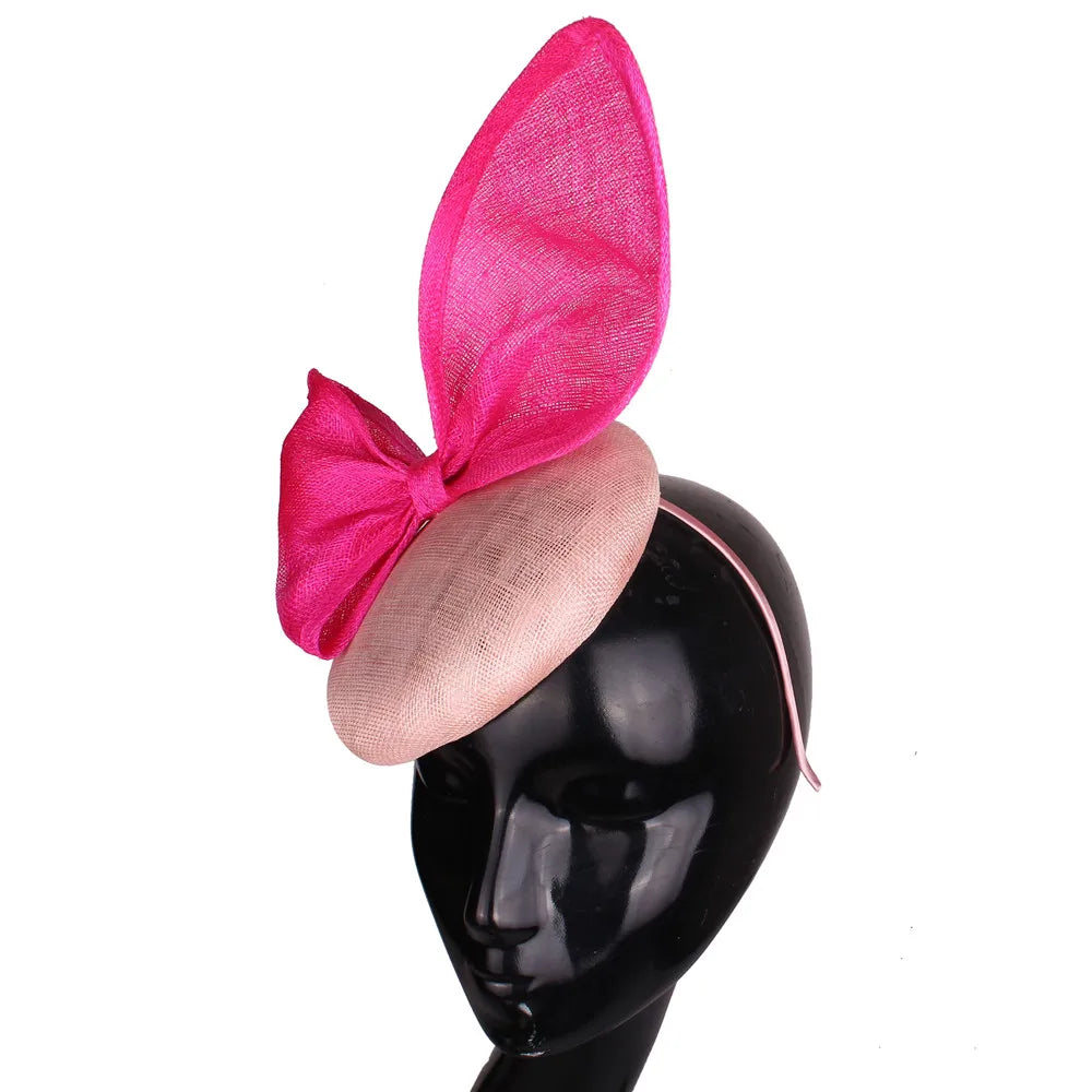 25cm 4-Layer Sinamay Bow Fascinator Headband Kentucky Derby Tea Party Pillbox Hat