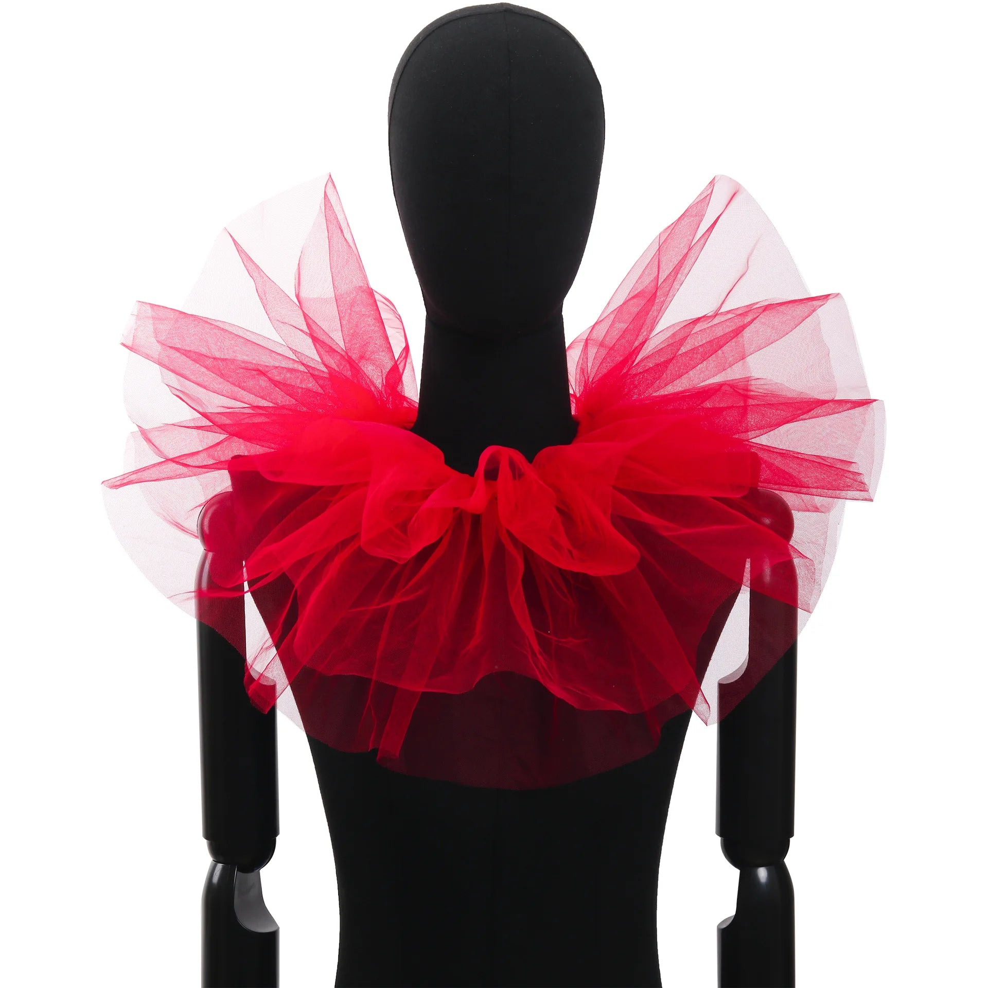 Fluffy Mesh Clown Ruff Collar & Vintage Masquerade Circus Costume Accessory