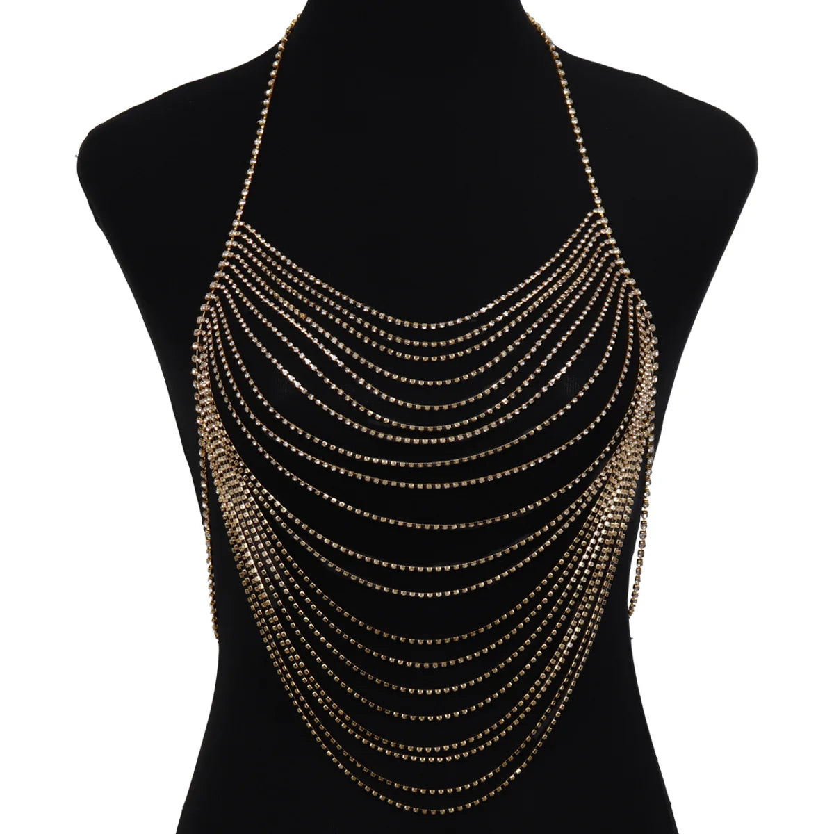 Layered Rhinestone Bra, Waist Chain & Body Jewelry