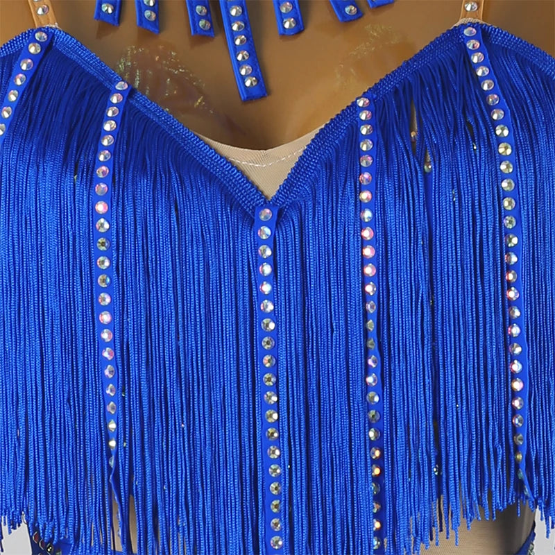 Professional Latin Dance Competition Dress & Tassel Fringe Performance Outfit