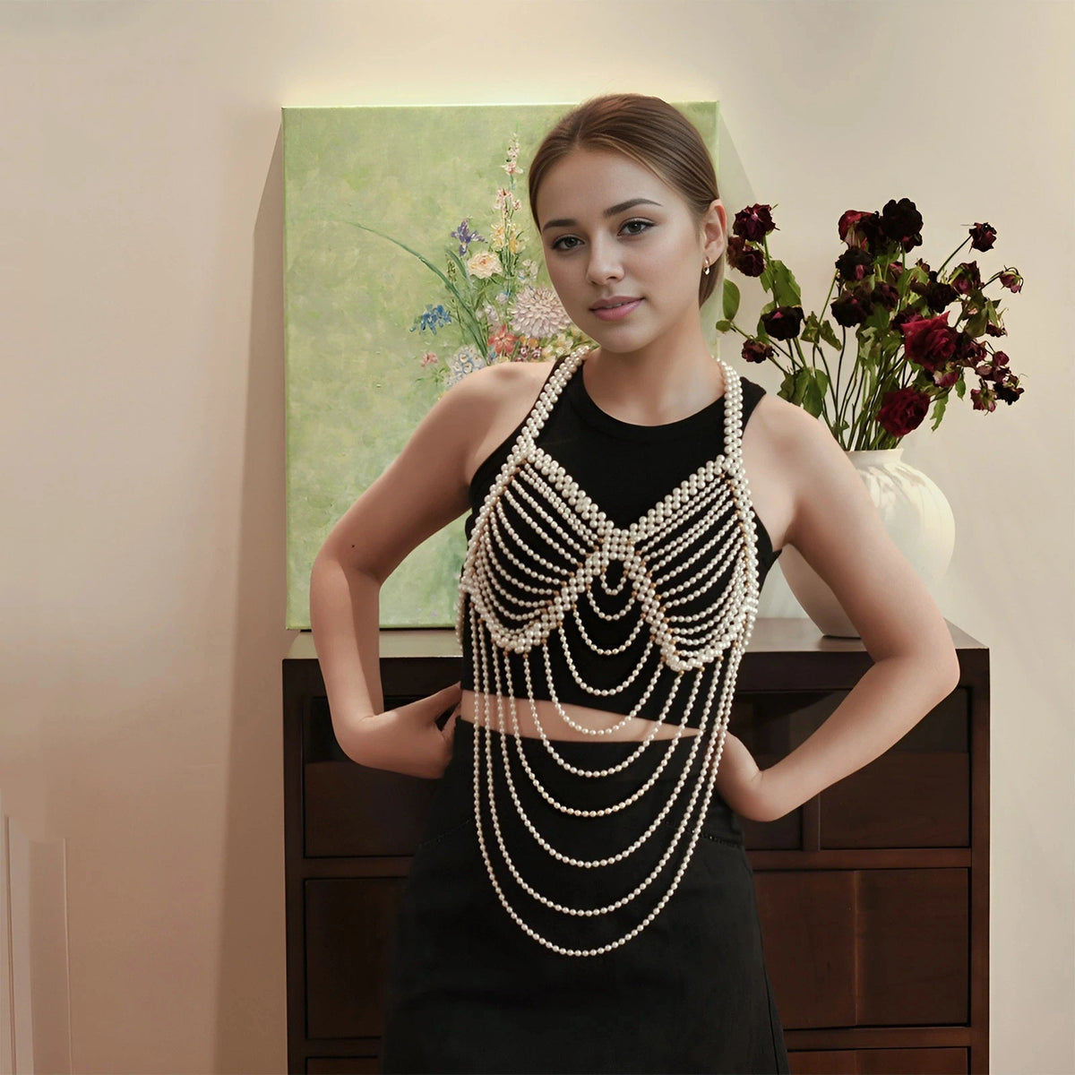 Pearl-Look Beaded Shoulder Shawl