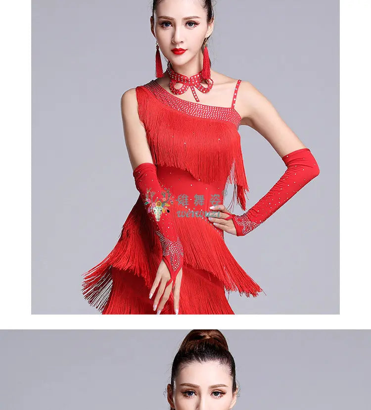 Rhinestone Fringe Dance Sleeves & Accessory Options