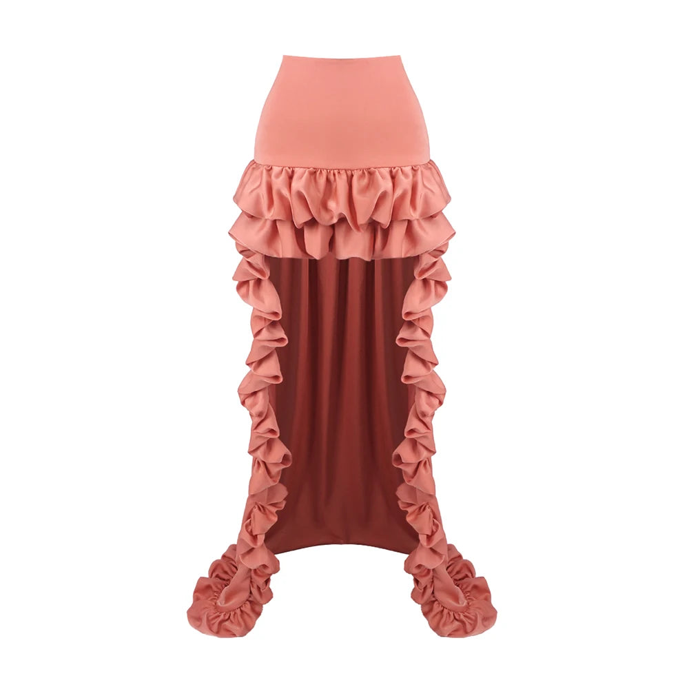 High-Waist High-Low Ruffle Skirt