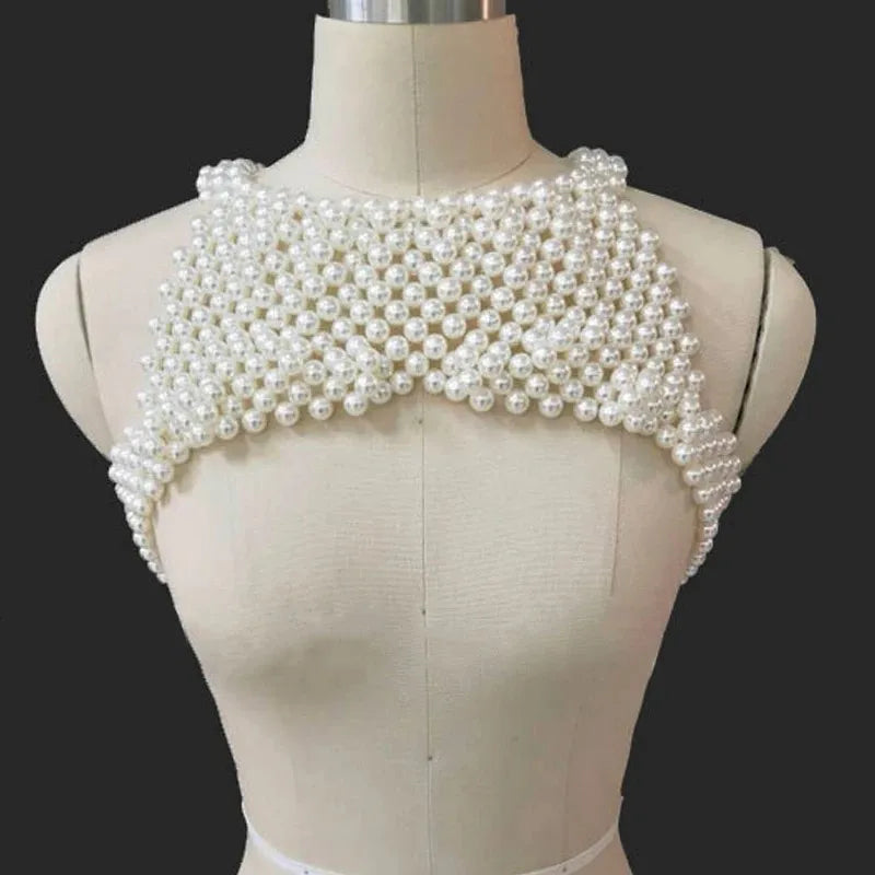 Simulated Pearl Costume Shoulder Shawl