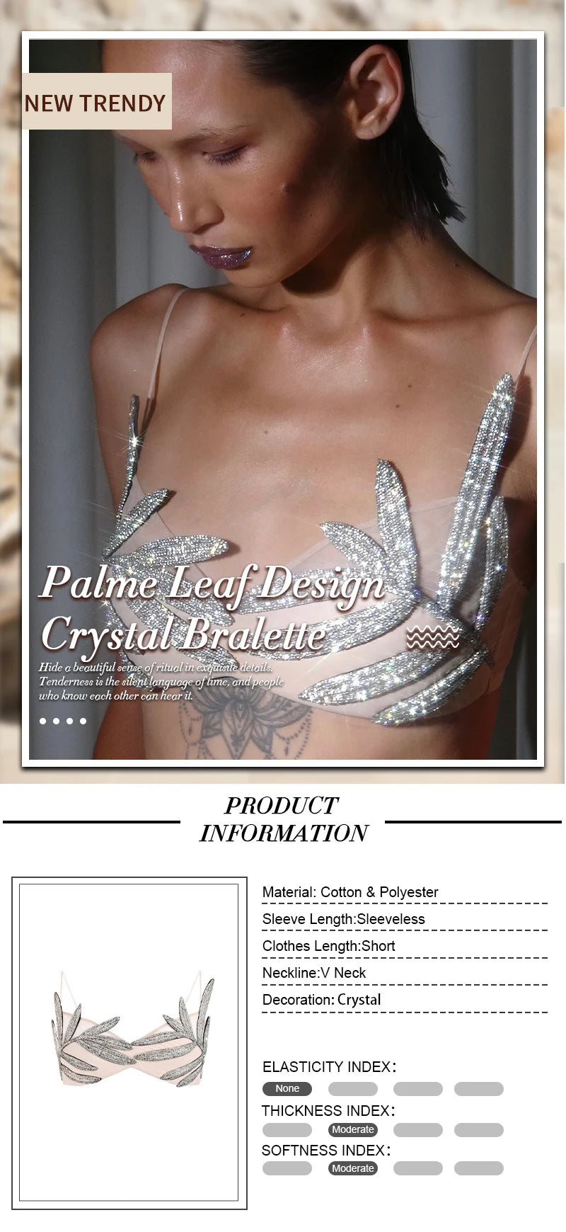 Crystal Chain Backless Bustier Crop Top