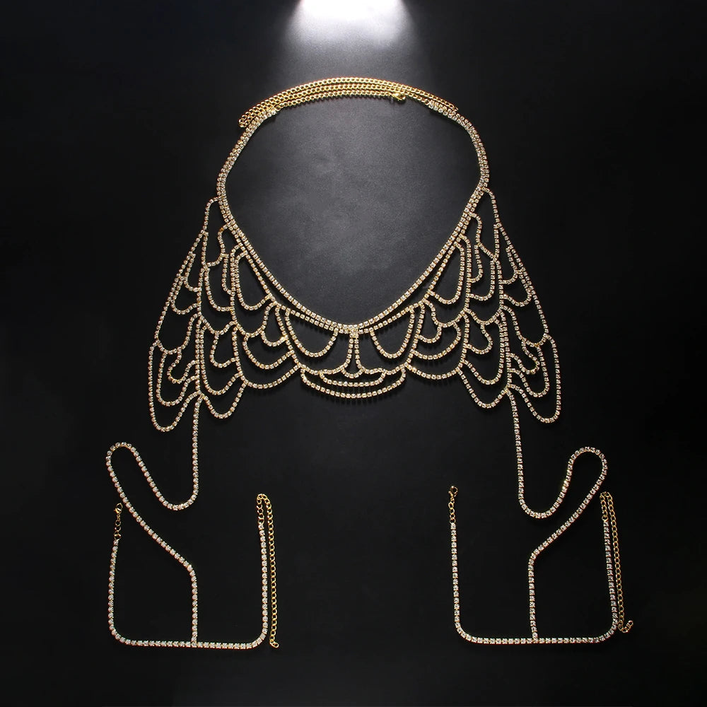 Rhinestone Waist Chain & Crystal Thong Set | Gold or Silver Body Jewelry