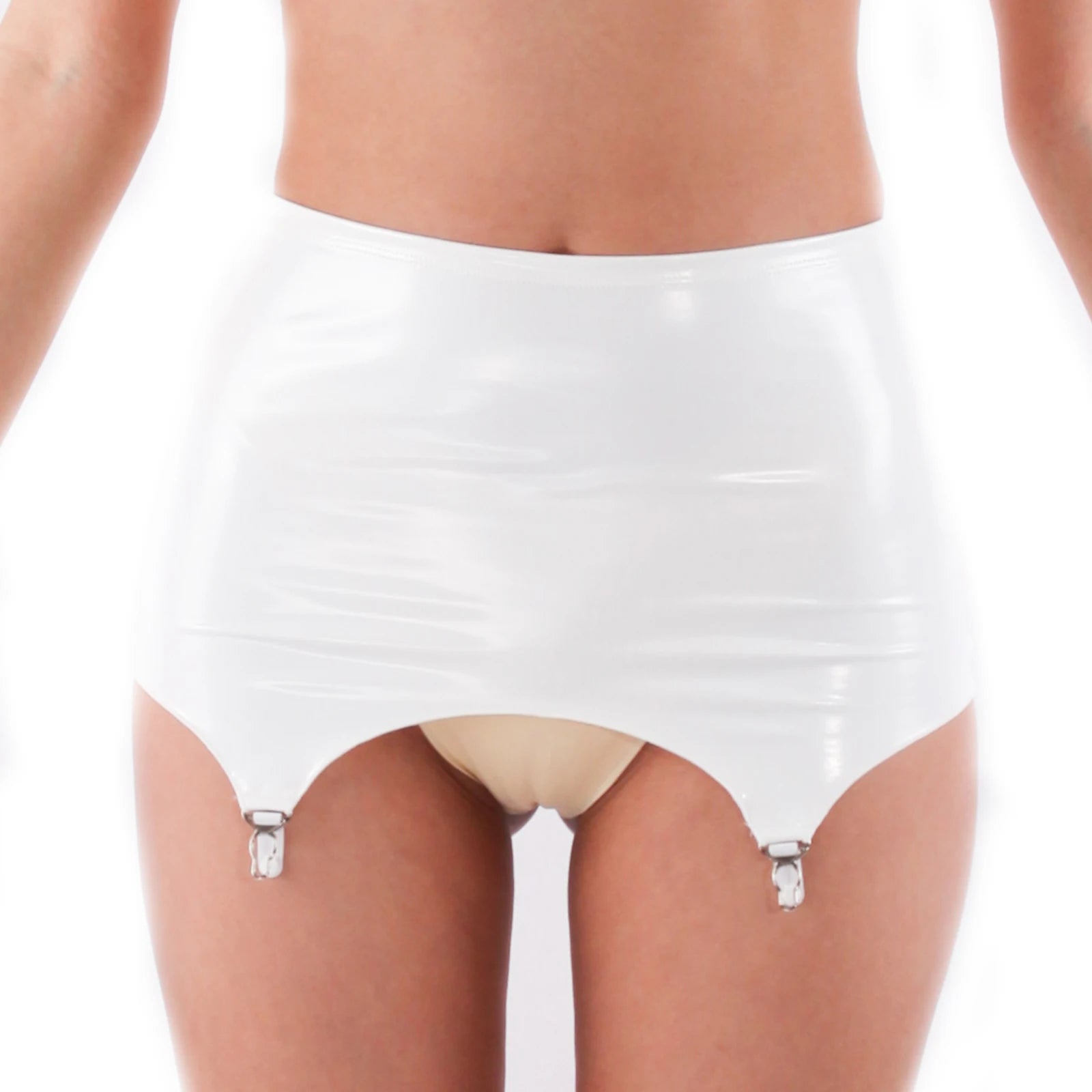 High-Waist Patent Leather Garter Belt High-Gloss Liquid Elastic Suspender Belt