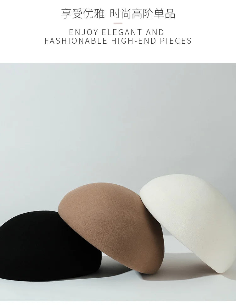 Wool Felt Pillbox Hat — 56–58 cm
