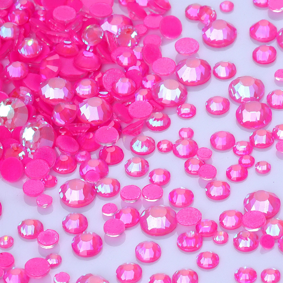 Mixed Size Glass Flatback Rhinestones, 1,440 Pieces | Shimmer Colors SS6–SS20