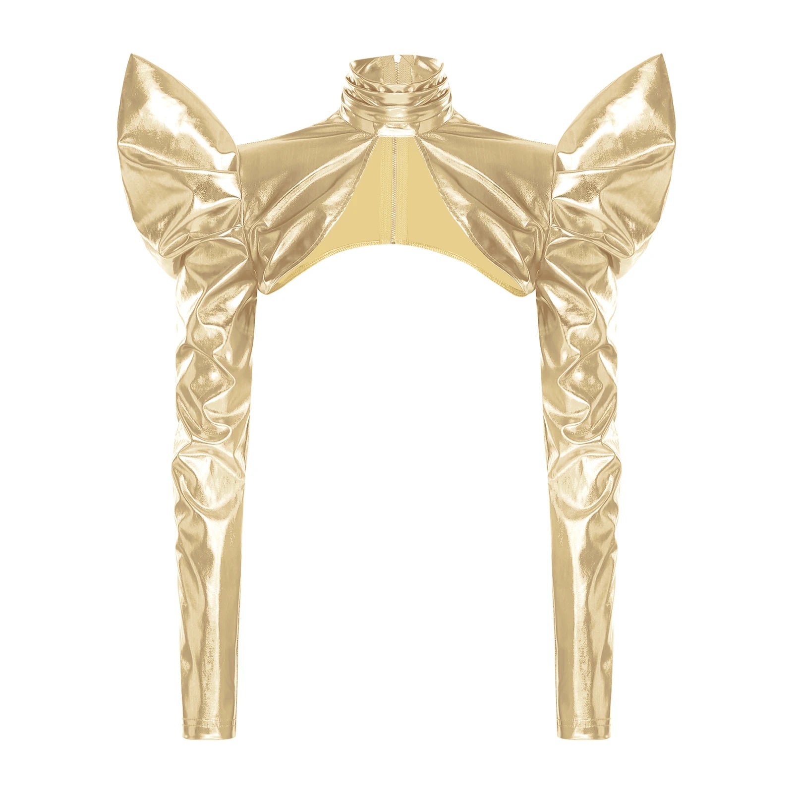 Metallic Shoulder Armor Shrug Crop Top & Sleeves Futuristic Pauldron Stage Costume