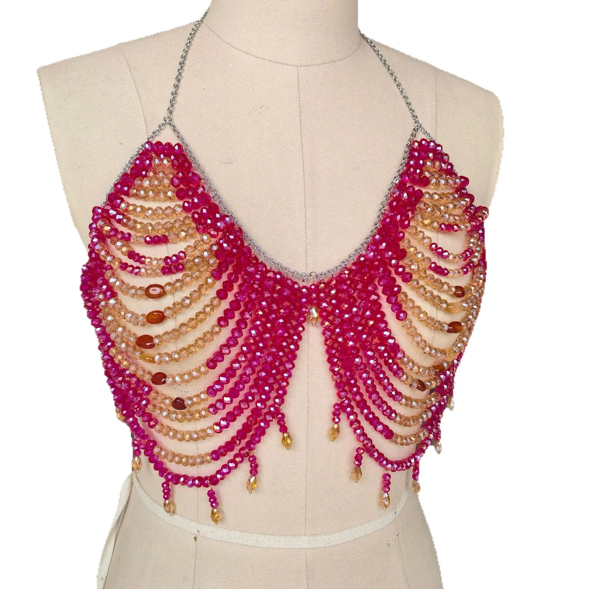 Multilayer Beaded Costume Bra Chain