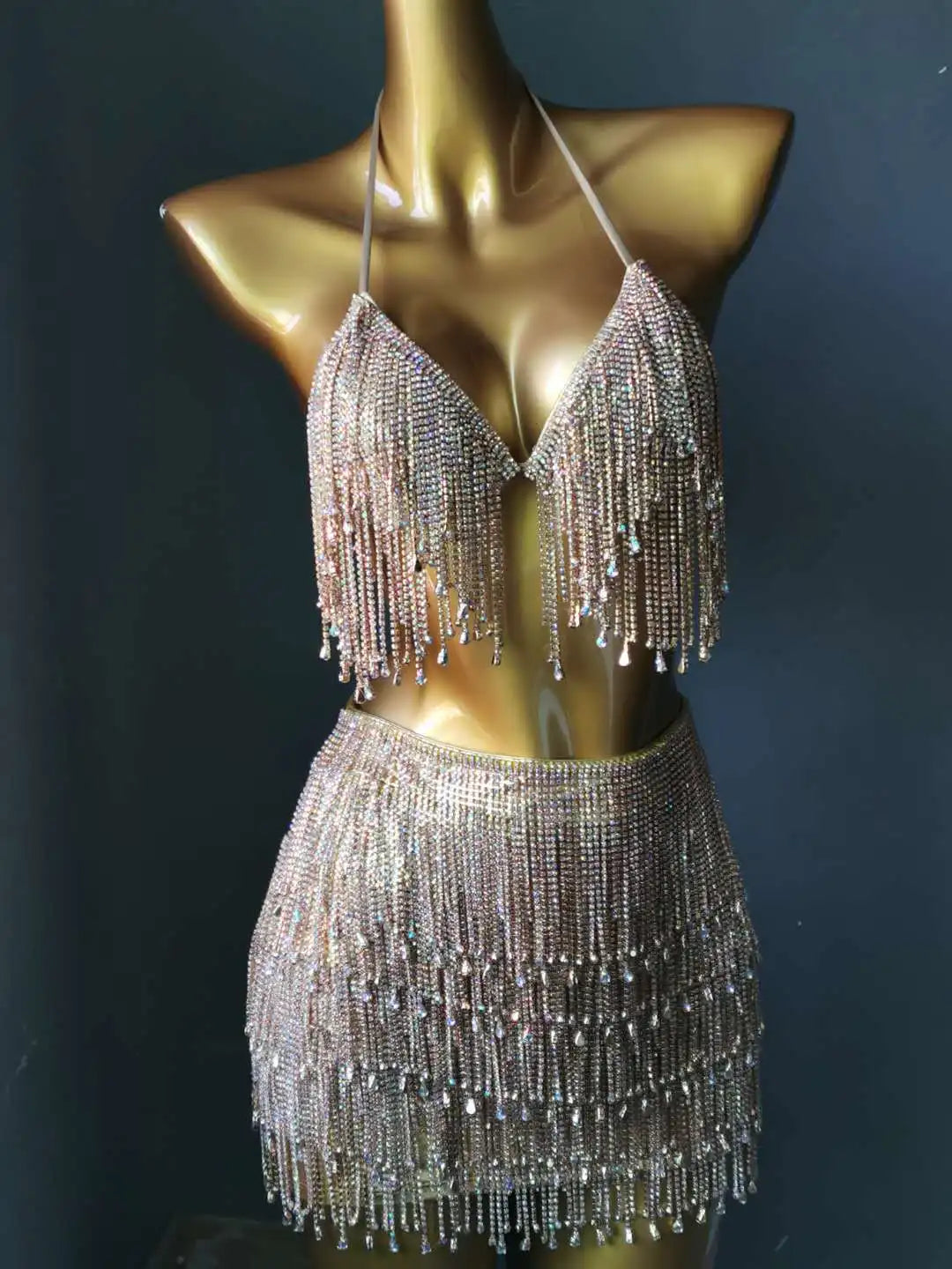Halter Crystal Tassel Bra Body Chain