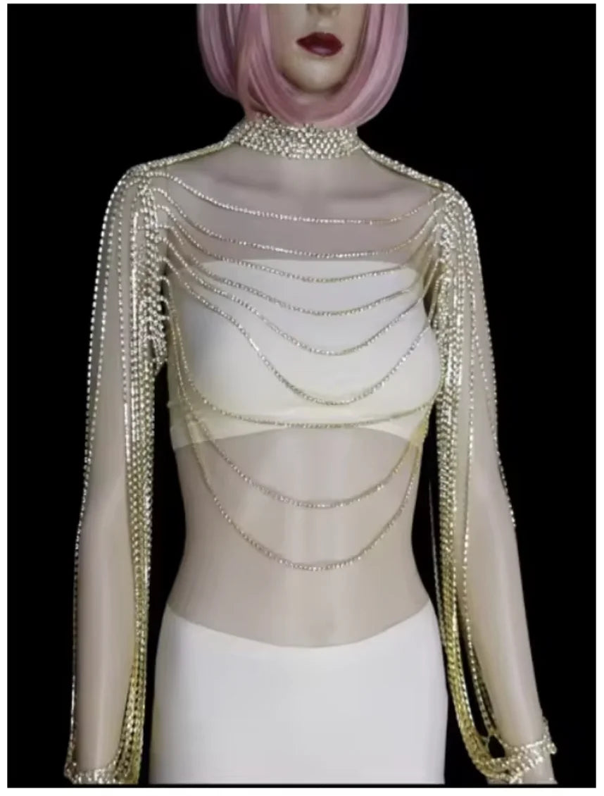 Crystal Tassel Bra & Skirt Costume Jewelry