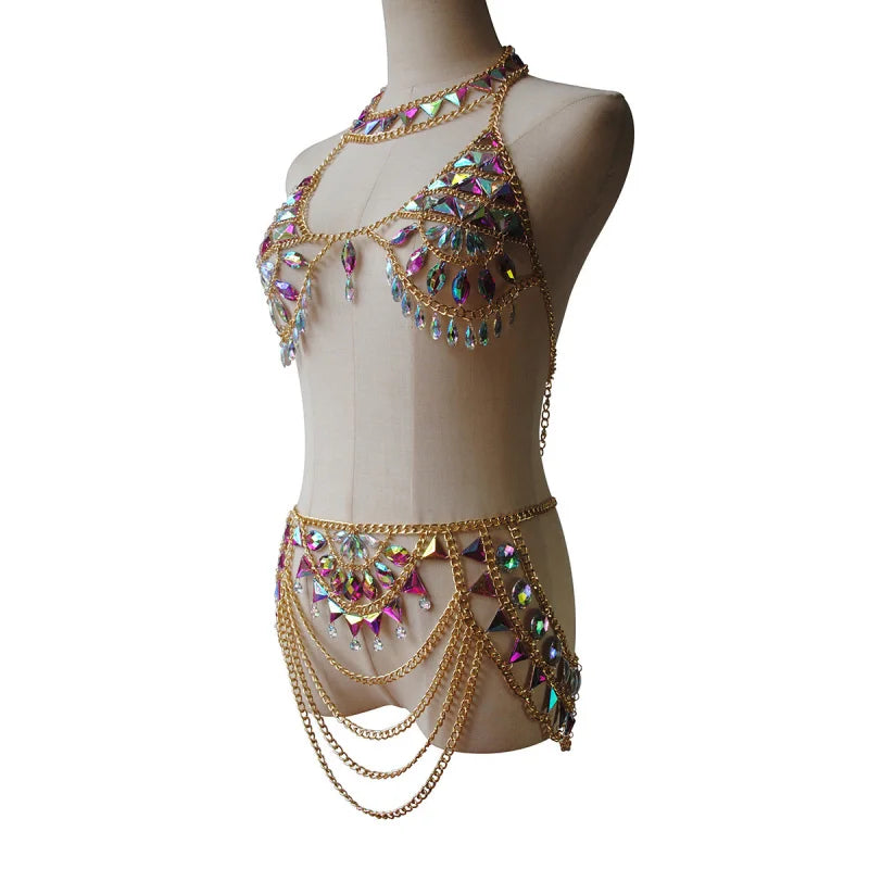 Multilayer Tassel Bra & Waist Costume Jewelry