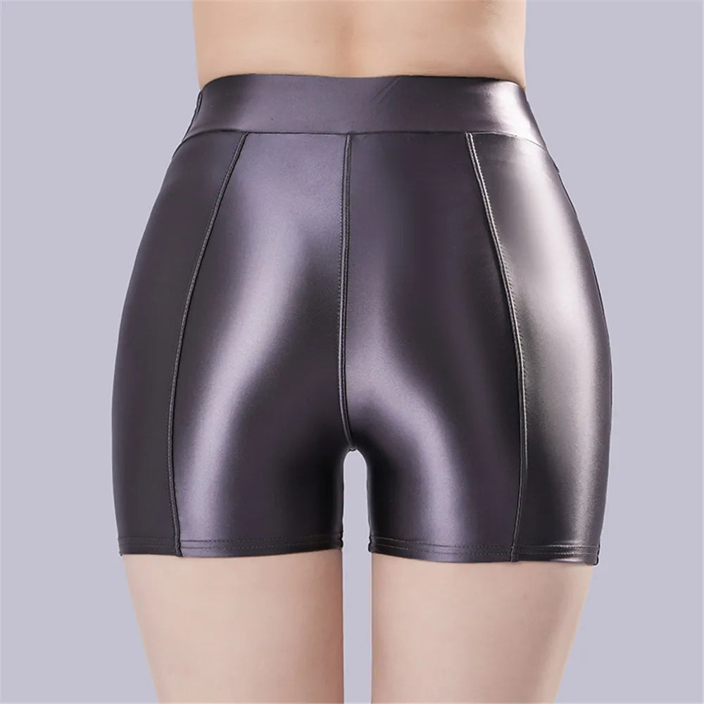 Sexy Women Smooth Shiny Satin Shorts Show Hip Wetlook Summer Shorts Candy Color Bottom Wear Safety Short Fashion Sexy Leggings