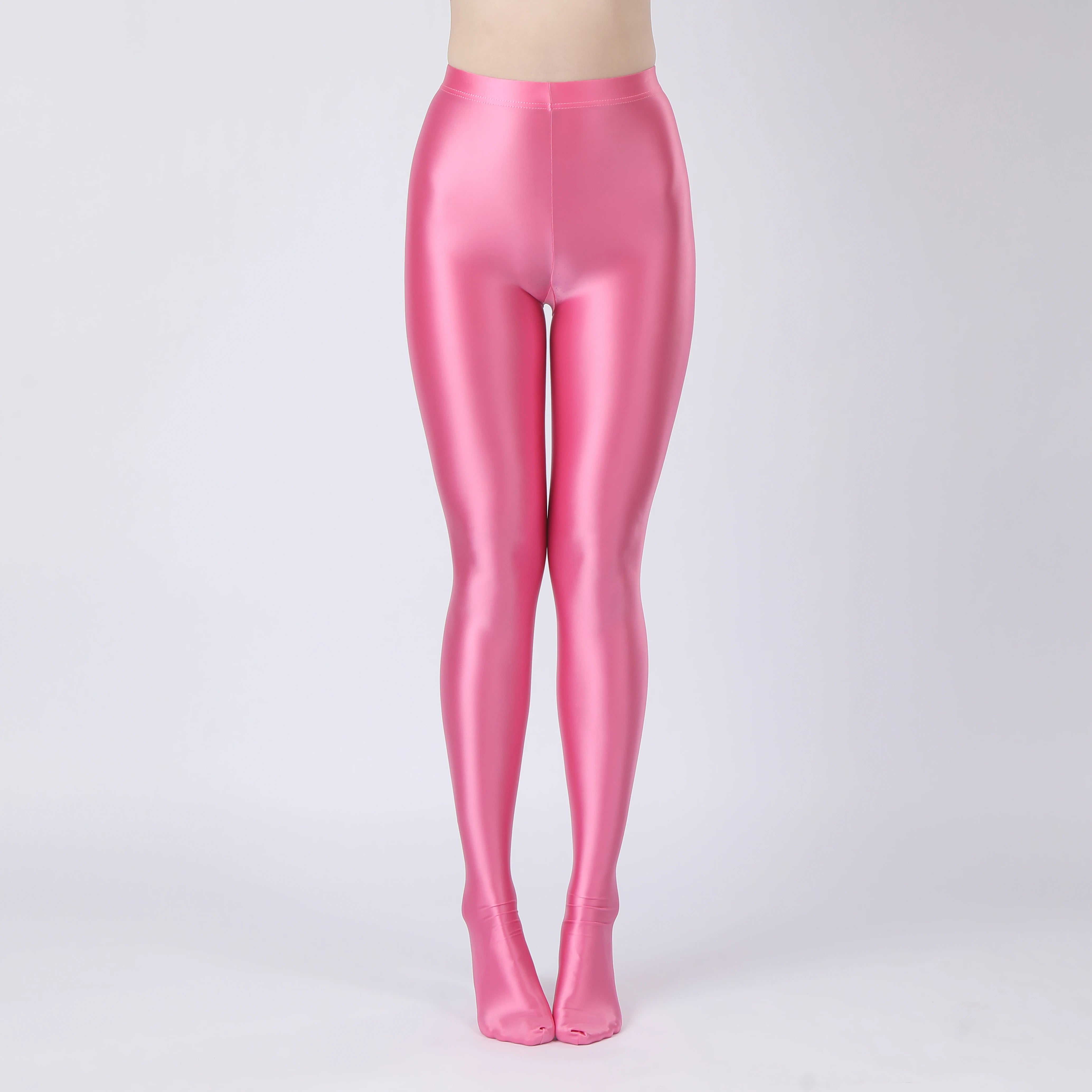 Oil Glossy High-Stretch Satin Pencil Pants & Leopard Print Leggings
