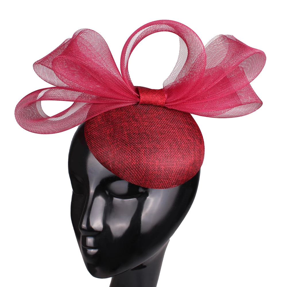 18cm Elegant Sinamay Bow Fascinator Hairpin Kentucky Derby Cocktail Hat Headpiece