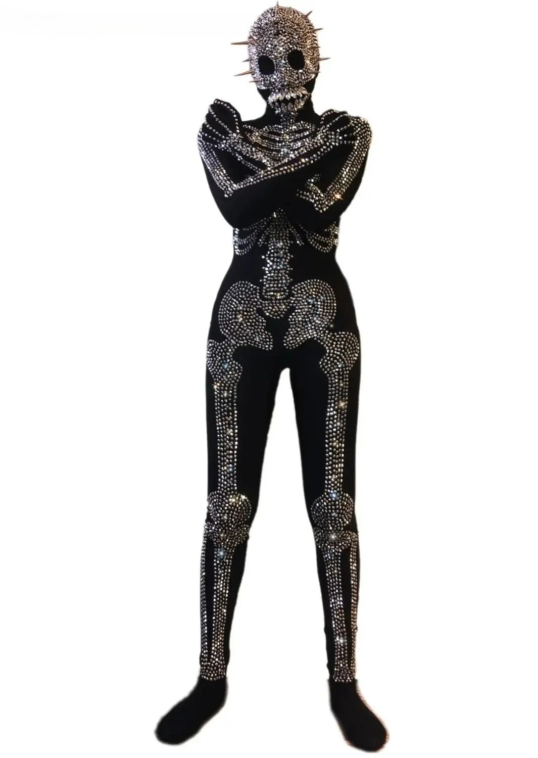 The Stardust Midnight Macabre – Rhinestone Skeleton Performance Bodysuit