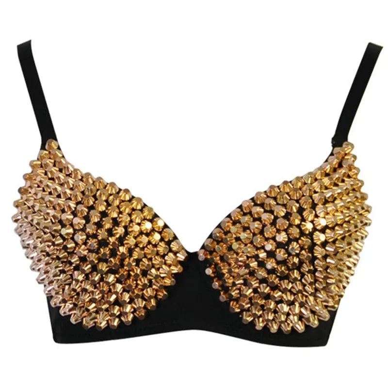 Metallic Rivet Studded Gothic Push-Up Bra & Punk Rave Bralette