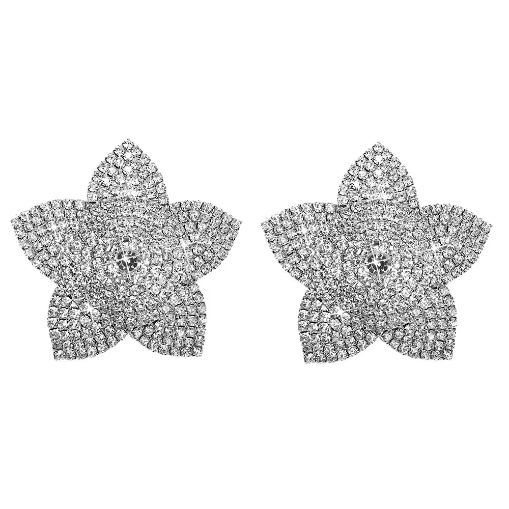 Sparkly Rhinestone Star Reusable Nipple Pasties Self-Adhesive Breast Covers