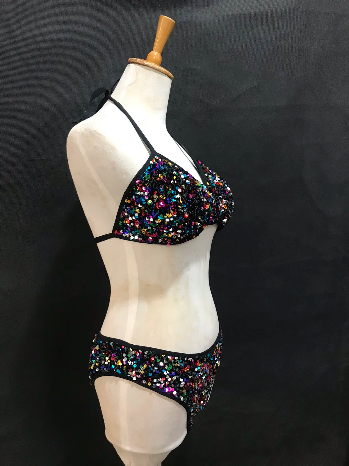 Sequin Bikini Pole Dance Costume for Women | Sparkly Rave & Nightclub Dancewear Set