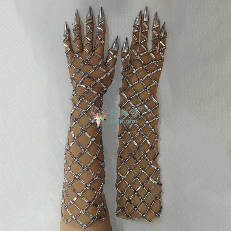 Rhinestone Stretch Performance Gloves