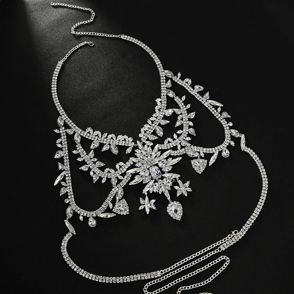 Rhinestone Costume Chest Chain