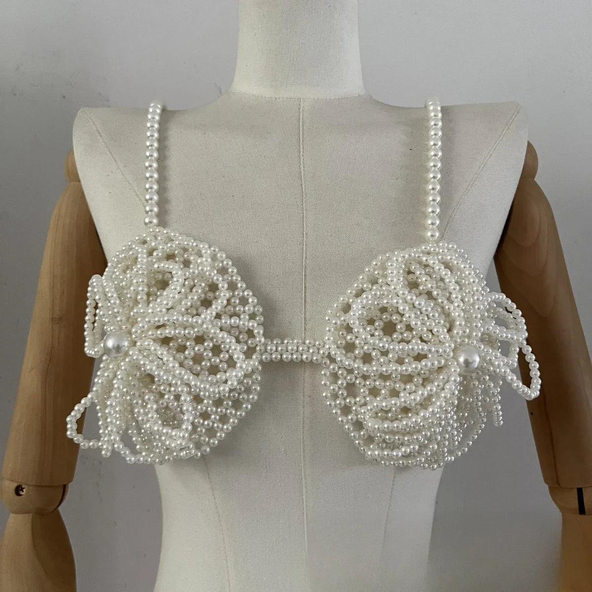 Pearl-Look Flower Beaded Bra Top