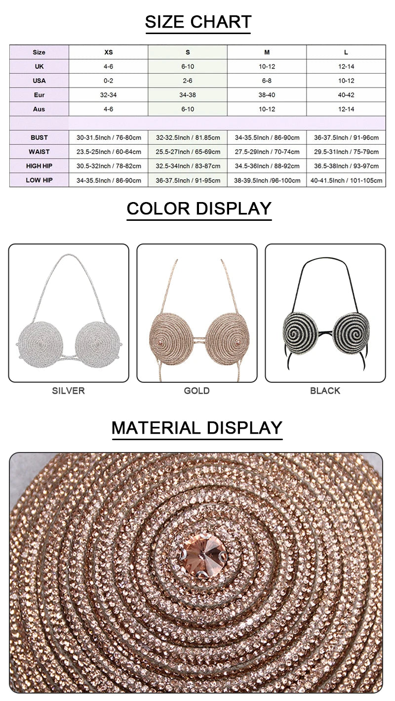 Rhinestone Halter Costume Bra Top