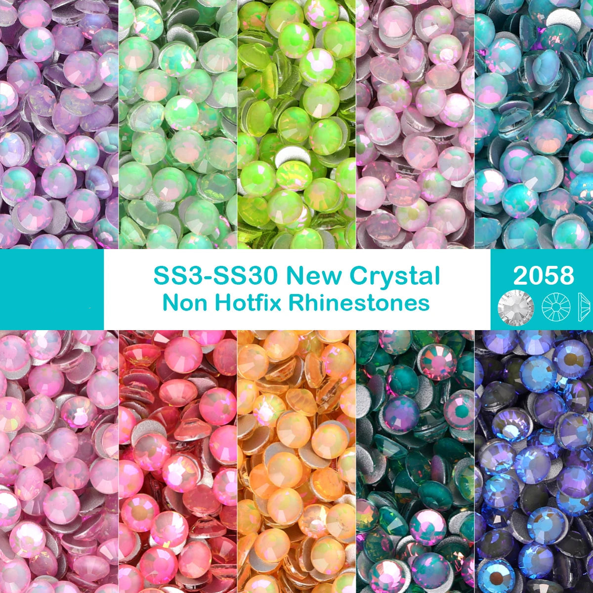 Glass Crystal Flatback Rhinestones SS3-SS30 Non-Hotfix Strass Stones Bulk Pack