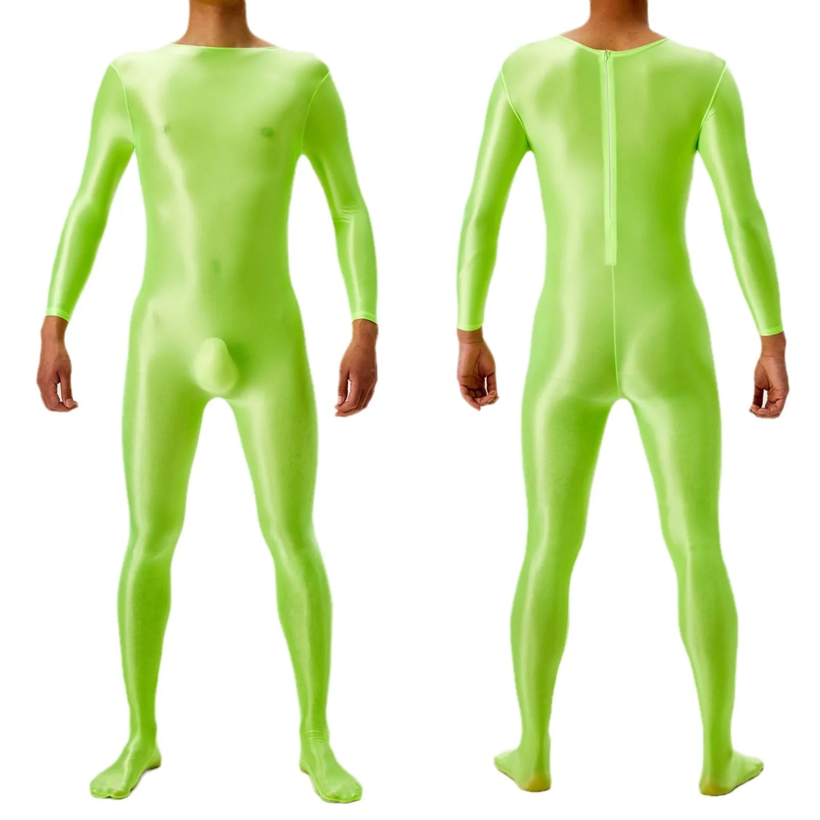 Sexy Candy Color Oil Glossy Shiny Shapping Bodysuit Stain Smooth Sheer See Through Sexy Tights Elastic Fitness Leotard